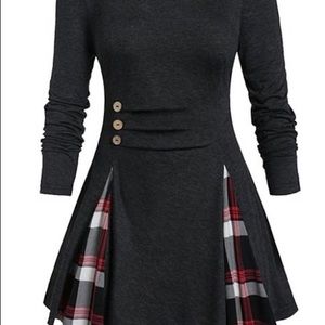 Plaid and black woman’s tunic-size L